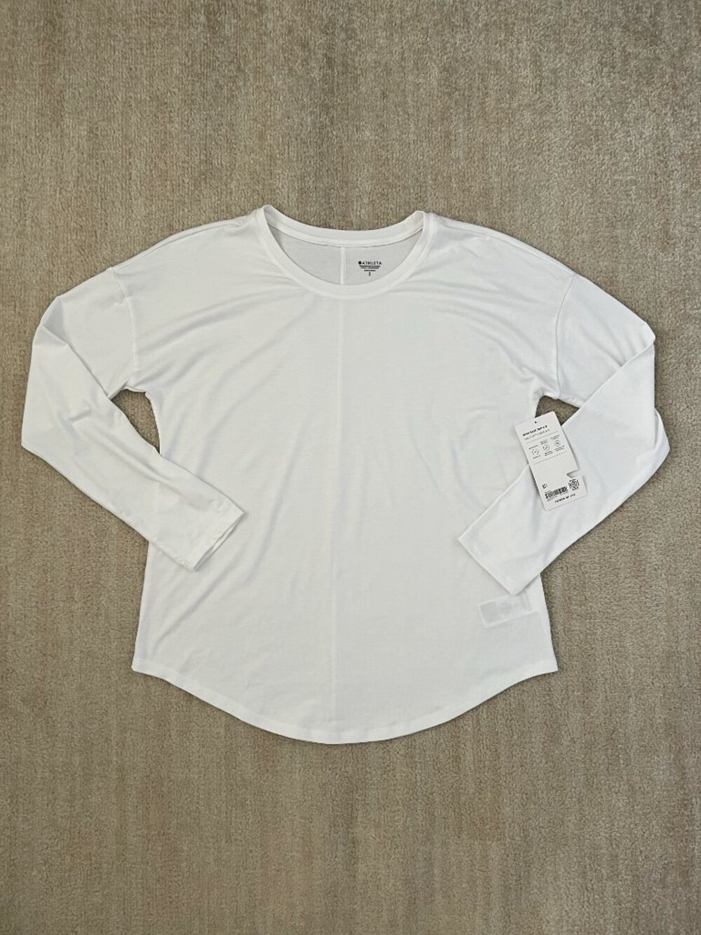 NWT Athleta With Ease 2.0 Long Sleeve White Top S